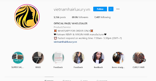 Vietnam Hair Luxury Instagram account