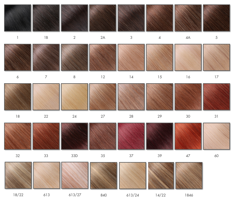 Hair Extension Color Chart  Hair Color Comparison Chart