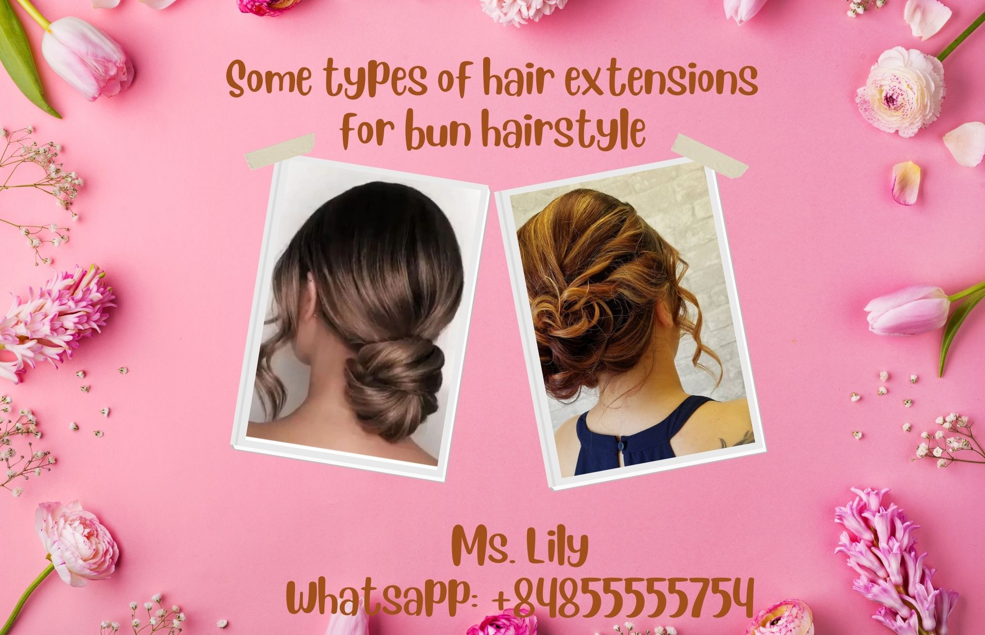 Some types of hair extensions for bun hairstyle