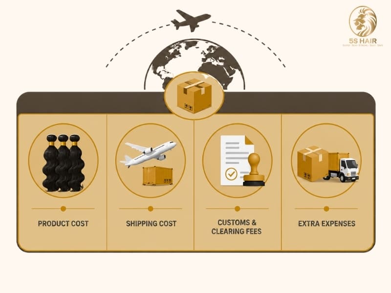 The total cost of importing Vietnamese hair to Lagos is determined by product, shipping, customs, and additional operational expenses