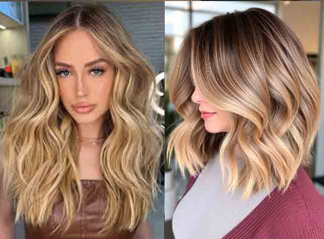 Golden Blonde Side-Swept Waves