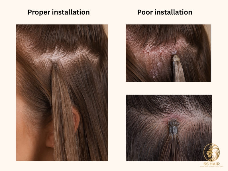 Poor hair extension installation can damage the hair and scalp