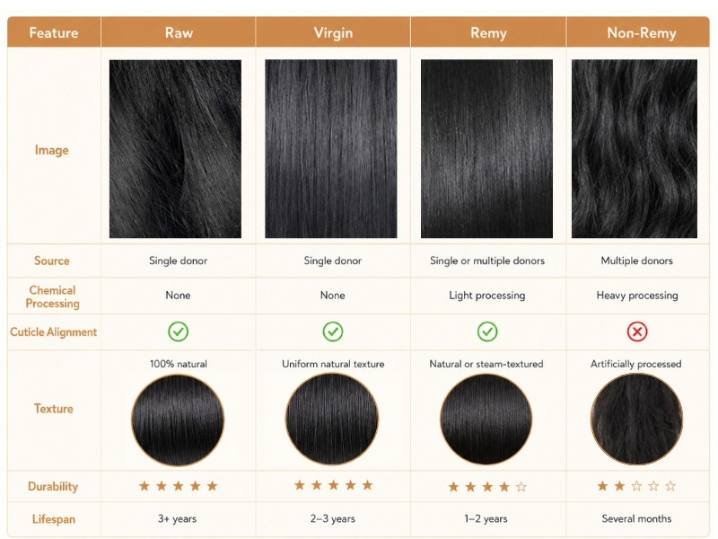 Vietnamese hair type comparision